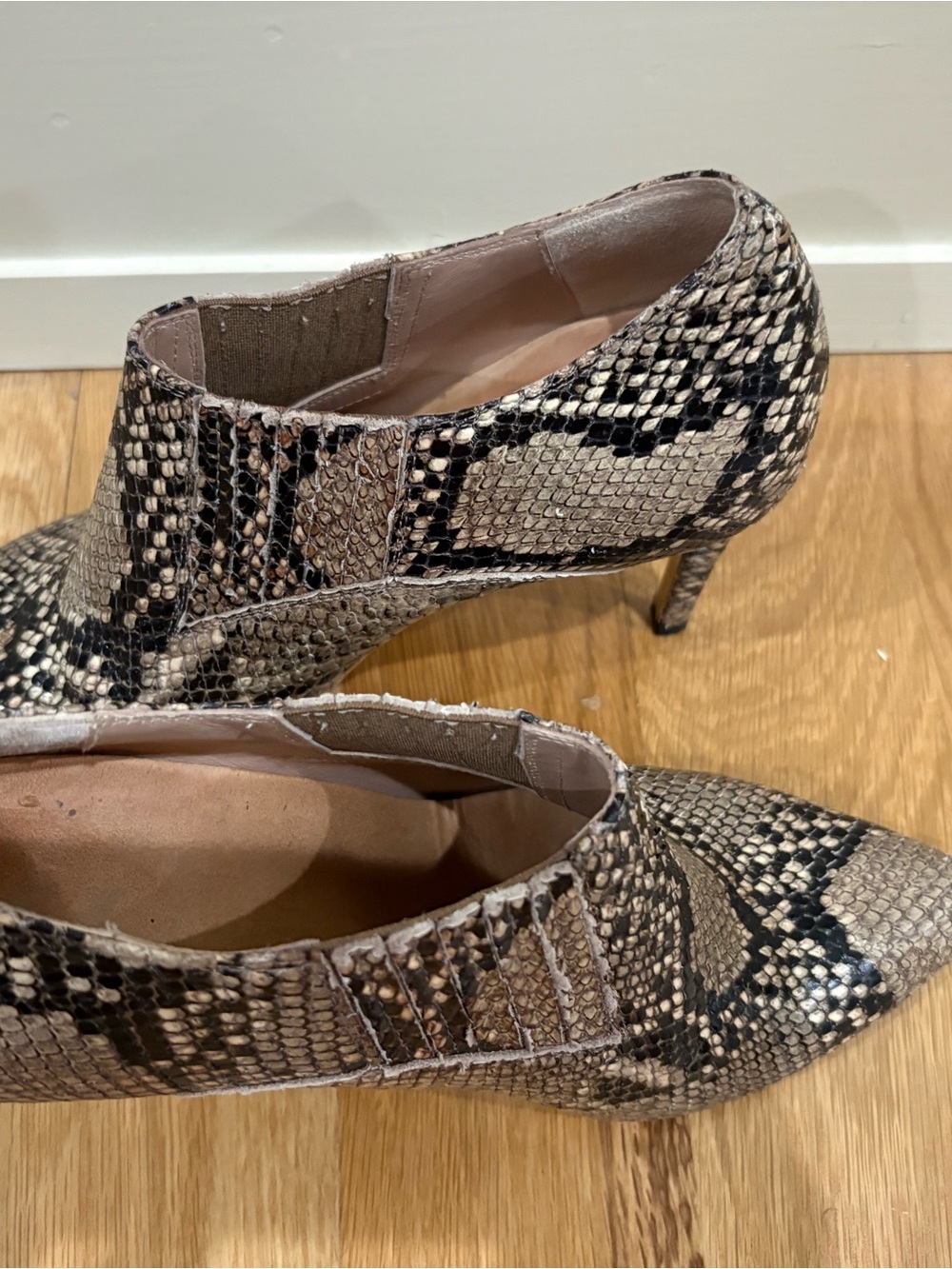 Pointed Toe Snake-Print Stiletto Booties - Python 8.5 - Picture 6 of 8